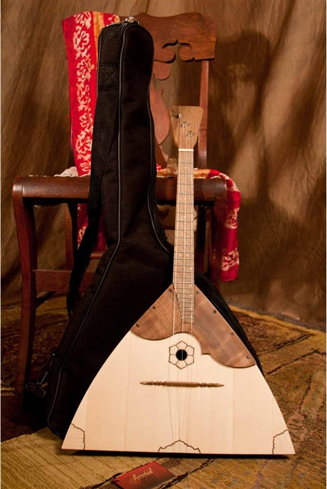 Roosebeck Deluxe Balalaika Prima, Walnut, Nylon Gig Bag. Handcrafted World Instruments.