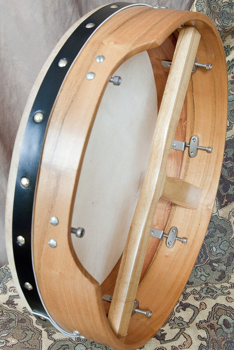 Roosebeck 14" x 3.5" Solid Mulberry Bodhran & Gig Bag (Authentic Goatskin Head, Inside Tunable, T-Bar)