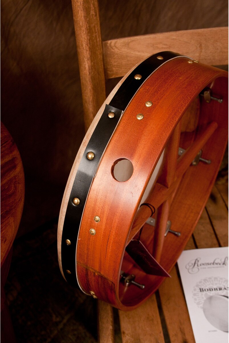 Roosebeck 14" x 3.5" Cedar Irish Bodhran & Gig Bag (Authentic Goatskin Head, Inside Tunable, Crossbar)