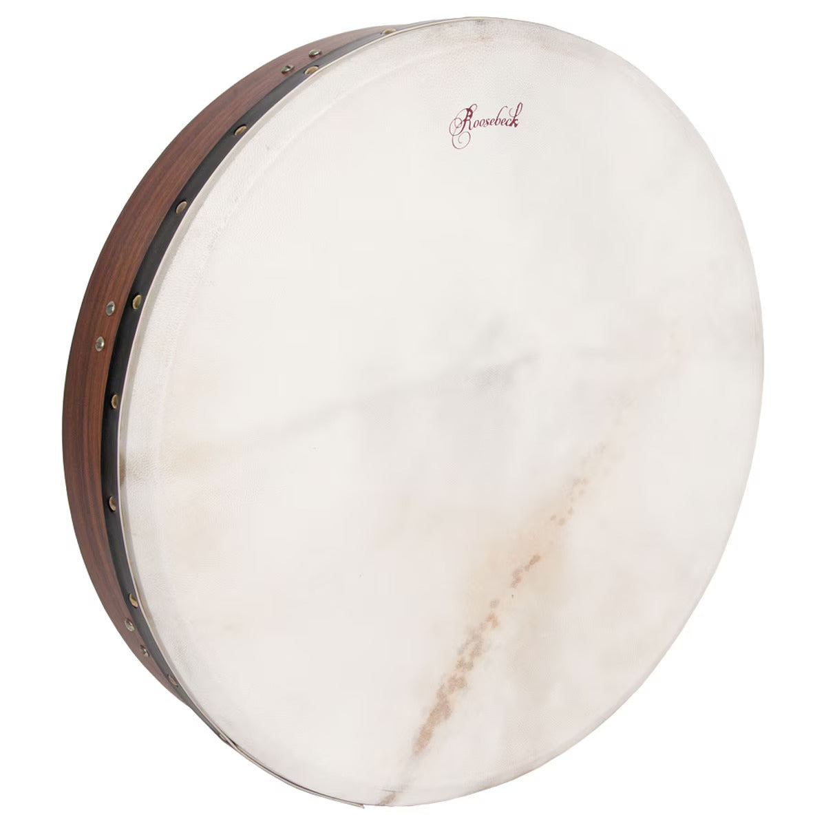 Roosebeck 18" Sheesham Irish Bodhran & Gig Bag (Soft Goatskin Head, Inside Tunable, Crossbar)