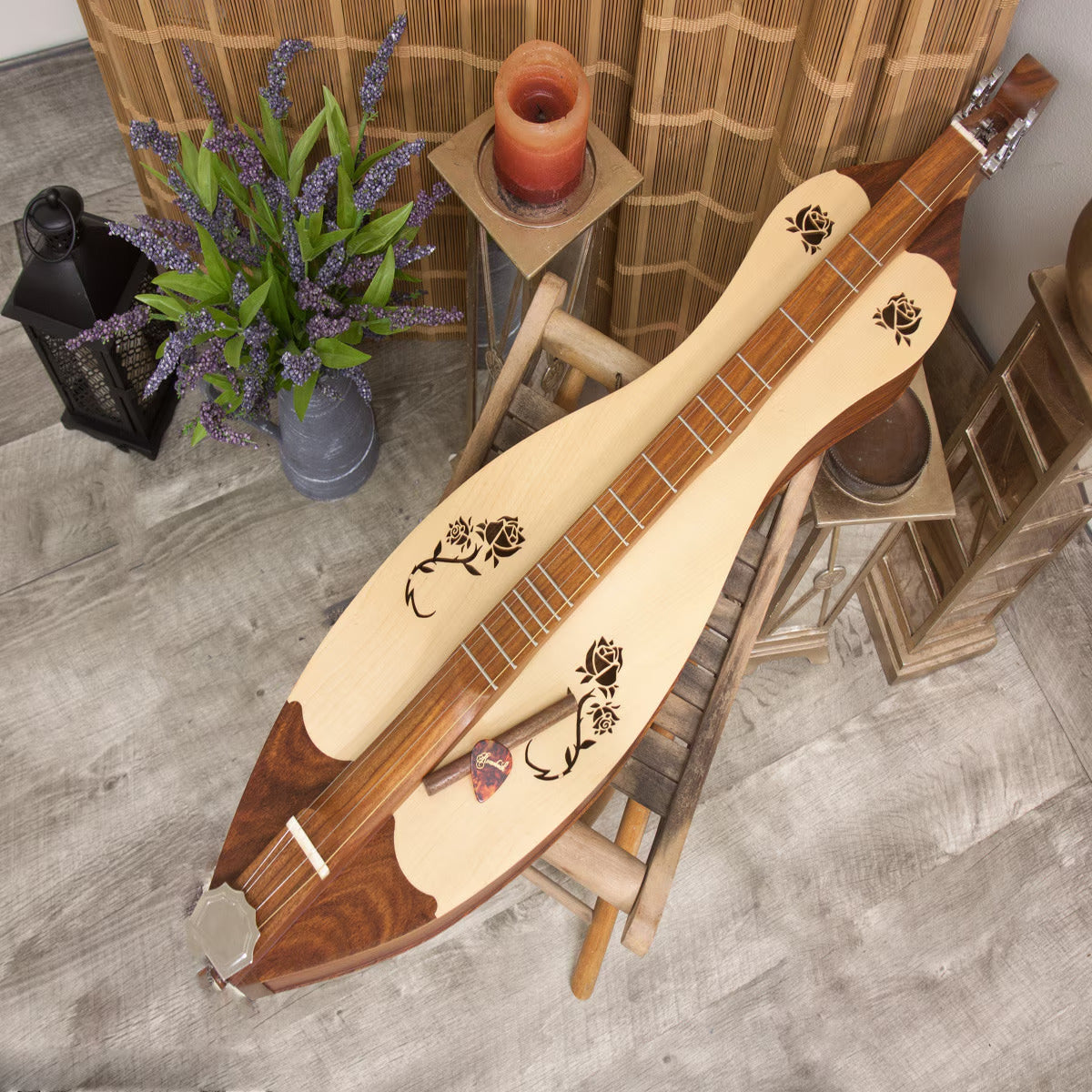 Roosebeck "Rose" Grace Mountain Dulcimer (Sheesham Body, Spruce Soundboard, 4 String, Extra String Set)