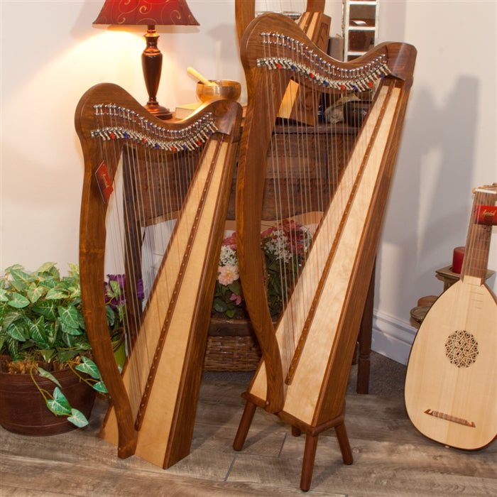Roosebeck Minstrel Harp, 29 Strings, 5 Panel/Pedestal, Sheesham, Chelby Levers