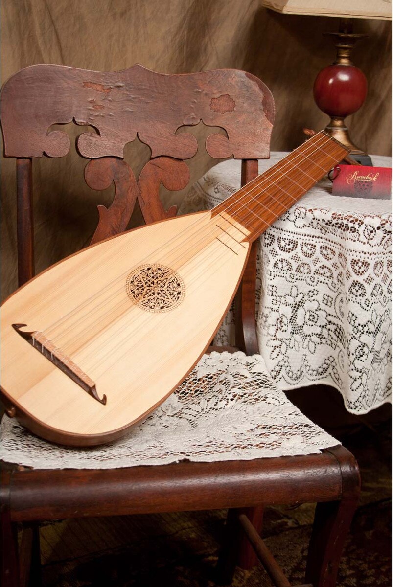 Roosebeck 7-Course Travel Lute (Rosewood Body, Spruce Soundboard) Padded Gig Bag.