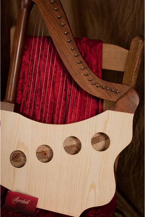 Sound holes. Roosebeck 22 String Lute Harp.