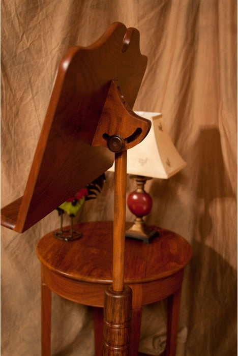 Back of tray, adjustment knob. Roosebeck Boston Wood Music Stand Sale. Sheesham, Single Tray