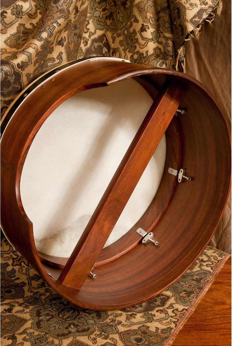 Roosebeck 16"x7" Deep Shell, Solid Sheesham Bodhran & Gig Bag (Goatskin Head, Inside Tunable, Single Bar)