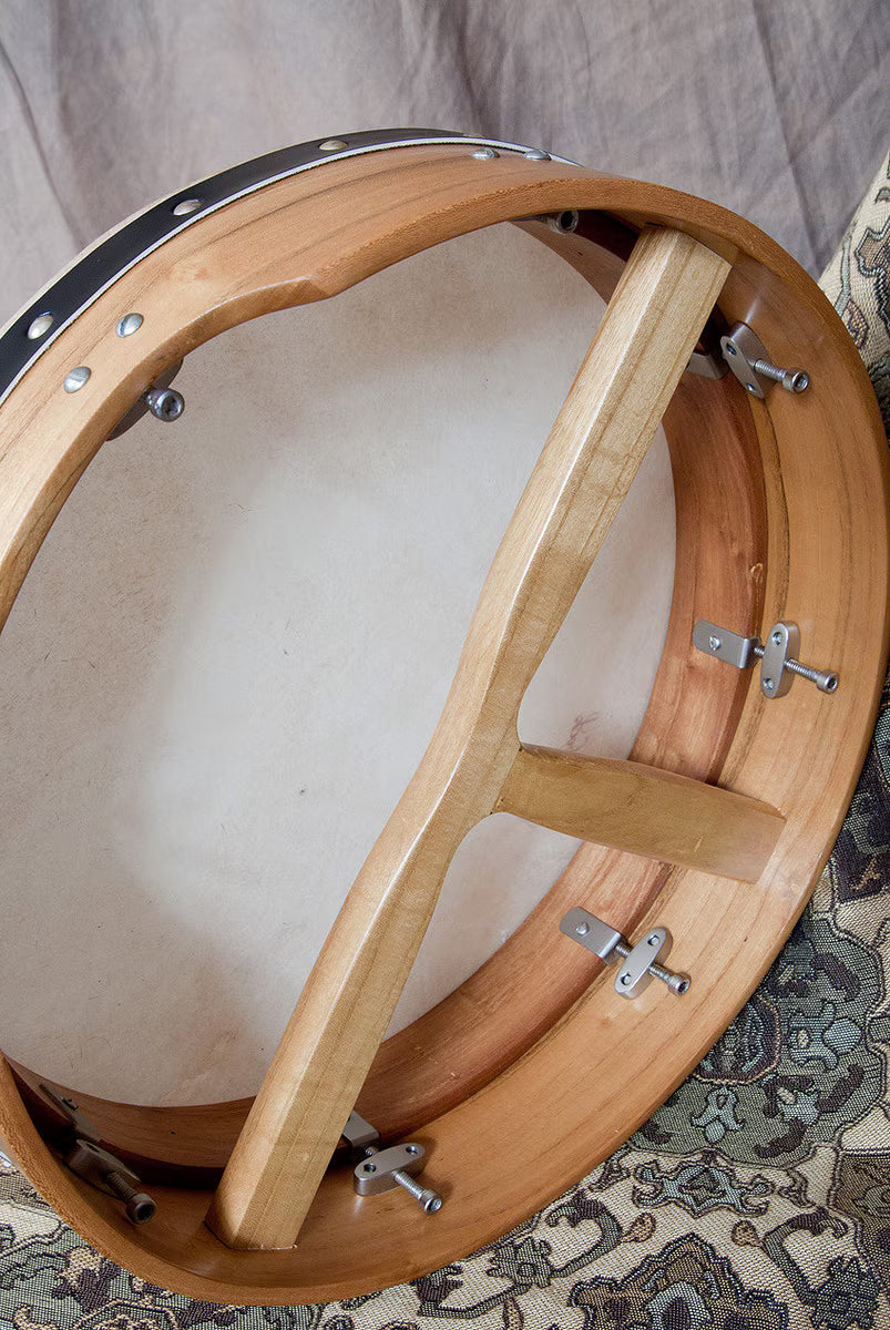 Roosebeck 14" x 3.5" Solid Mulberry Bodhran & Gig Bag (Authentic Goatskin Head, Inside Tunable, T-Bar)