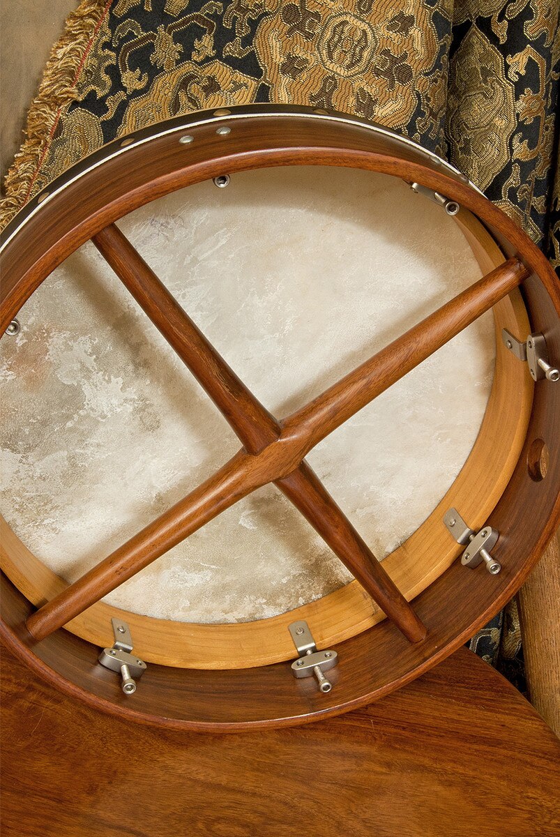 Roosebeck 14" x 3.5" Sheesham Irish Bodhran & Gig Bag (Authentic Goatskin Head, Inside Tunable, Crossbar)