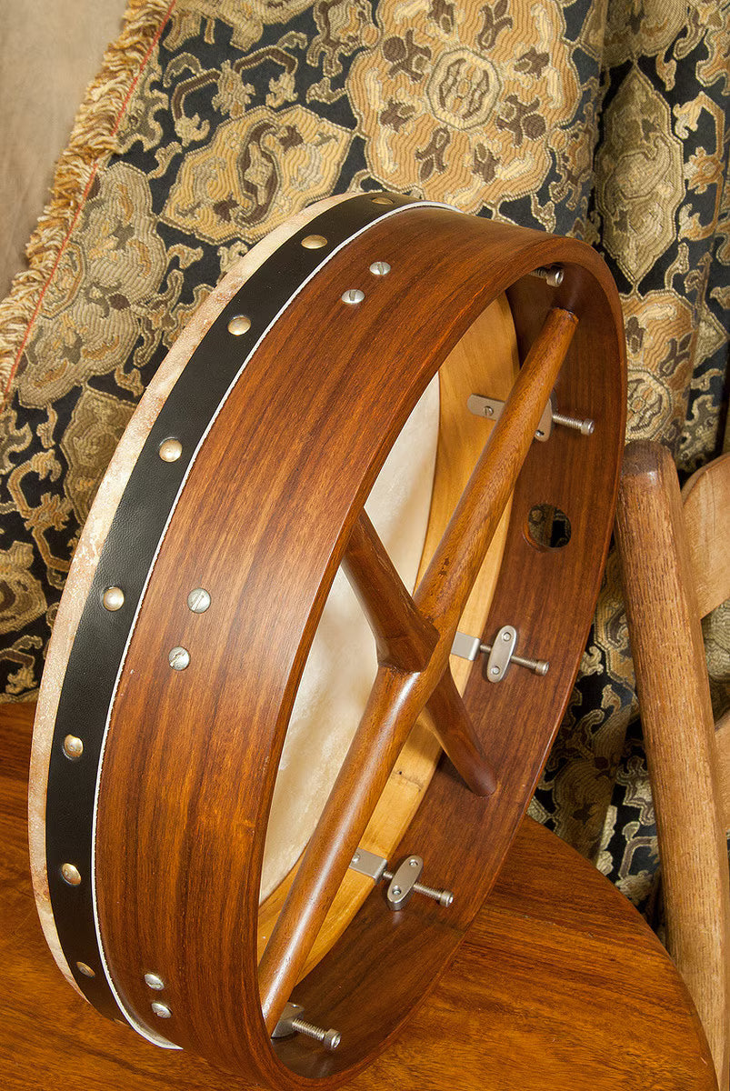 Roosebeck 14" x 3.5" Sheesham Irish Bodhran & Gig Bag (Authentic Goatskin Head, Inside Tunable, Crossbar)