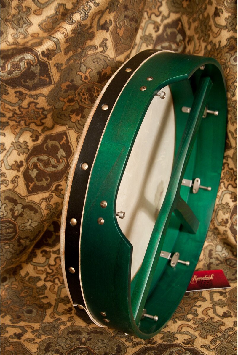 Roosebeck 16" x 3.5" Green Mulberry Bodhran & Gig Bag (Authentic Goatskin Head, Inside Tunable, T-Bar)