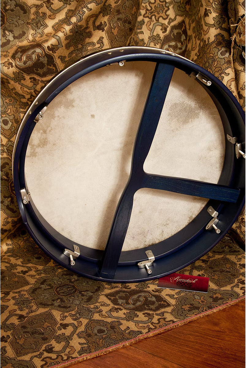 Roosebeck 16" Black Mulberry Bodhran & Gig Bag (Authentic Goatskin Head, Inside Tunable, T-Bar)