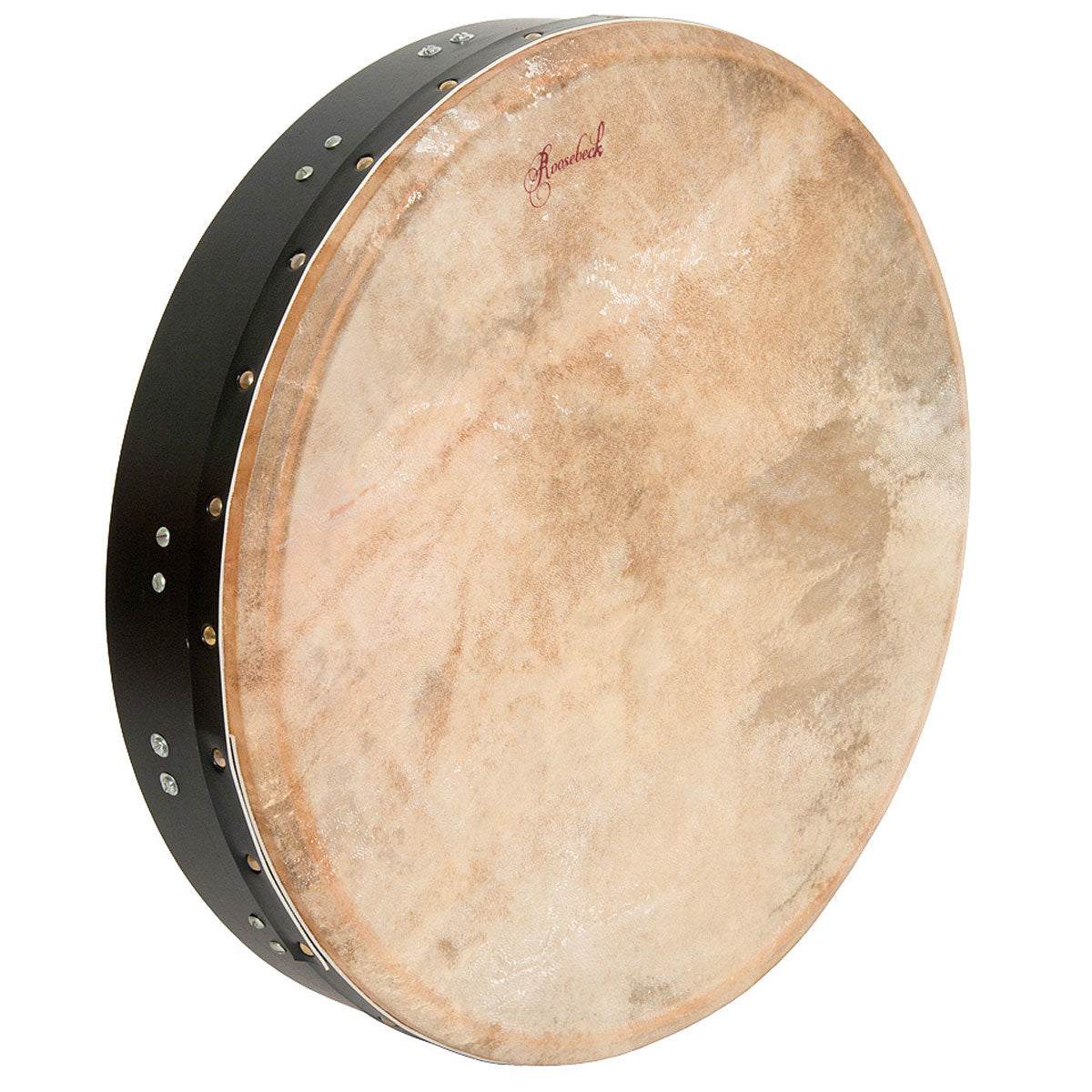 Roosebeck 18" Bodhran & Gig Bag (Mulberry/Black, Natural Goatskin Head, Inside Tunable, T-Bar)