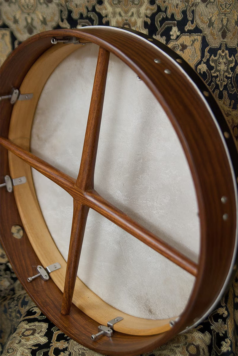 Roosebeck 18" x 3.5" Sheesham Irish Bodhran & Gig Bag (Authentic Goatskin Head, Inside Tunable, Crossbar)
