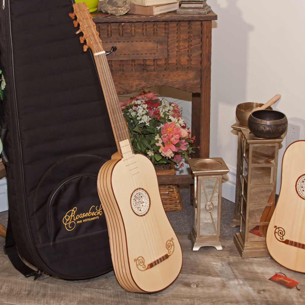 Roosebeck 5 Course Baroque Guitar Sale (Lacewood, Padded Gig Bag, Extra String Set). Handcrafted World Instruments.