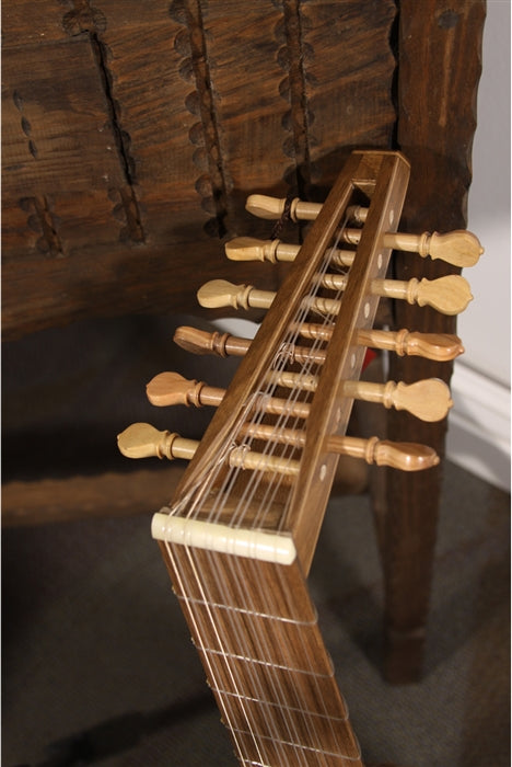 Roosebeck Deluxe 6-Course Lute, Walnut & Canadian Spruce, Close-up peg-box and pegs